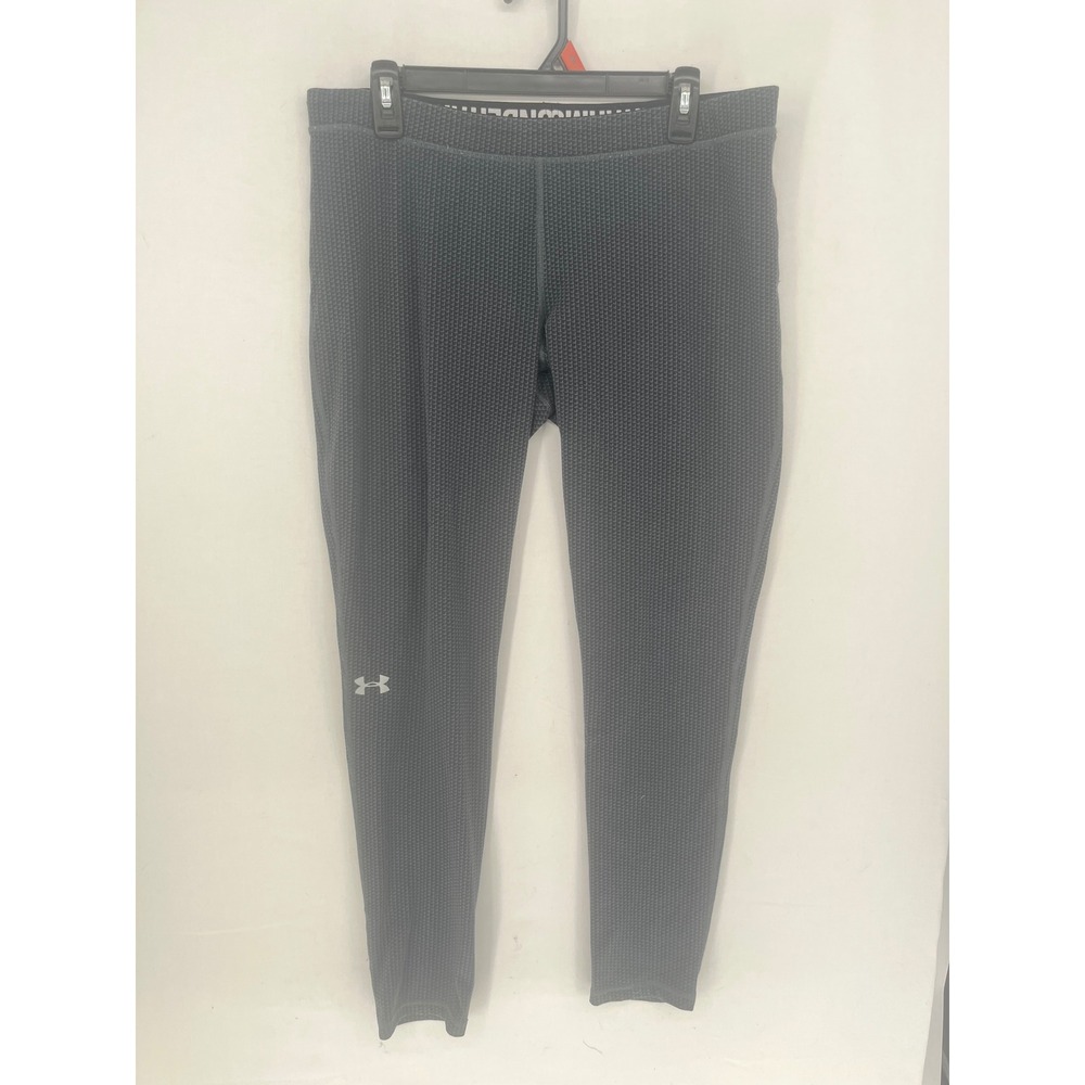 Under Armour ColdGear Leggings Gray Waffle Knit Base Layer Pants 1285995 Men L
